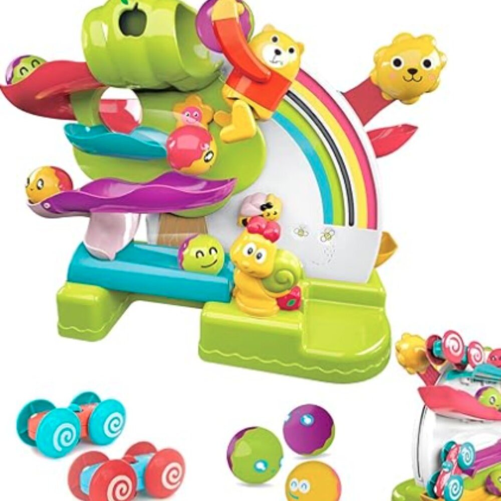 Ball Drop Toy - 2 in 1 Developmental Car Ramp Race Track & Ball Popper Tracker